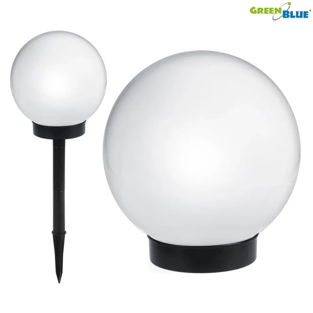 Lampe solaire GreenBlue, autoportante, jardin, sphère 25x25x58cm, RGB LED, GB165, 4 pièces