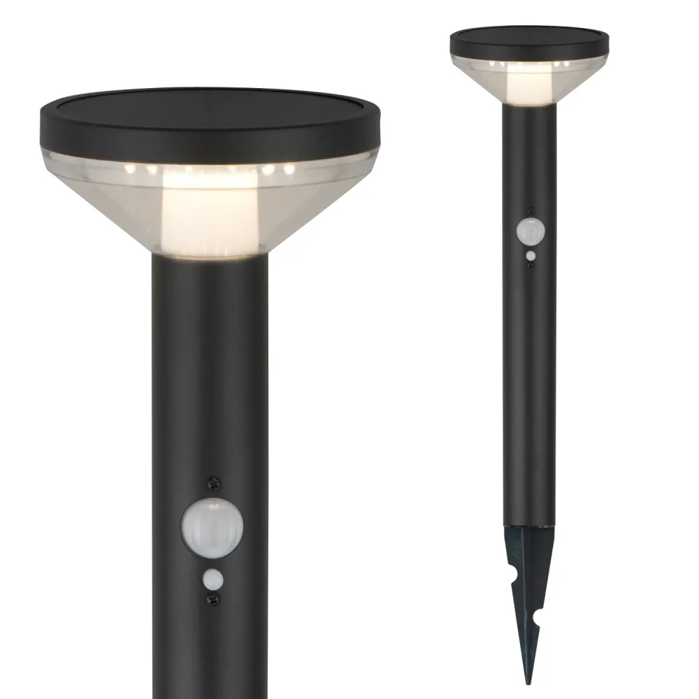 Lampe solaire LED Maclean, avec capteur, 3 modes, plug-, Li-ion 18650, IP44, 3,7V, 1200 mAh, Noir, MCE465 B, 6 pièces