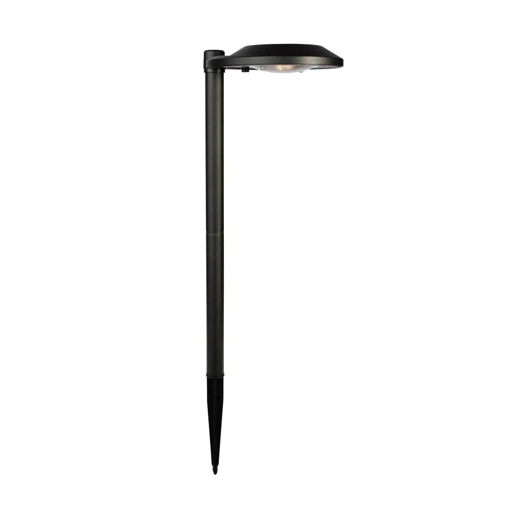 Lampe solaire pour allée à disque plat, noir (2 unités)