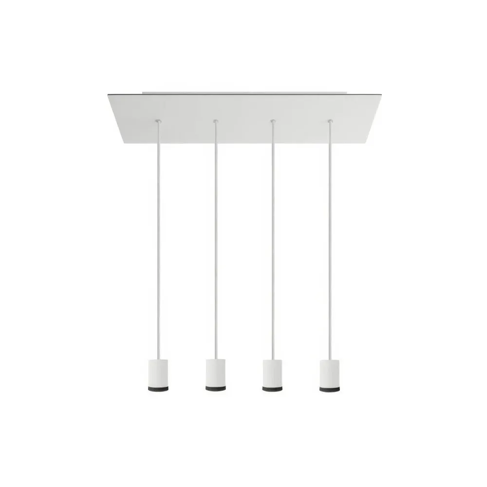 Lampe spot suspendue 4 descentes GU1d0 avec XXL Rose-One rectangulaire 675 mm - Blanc mat