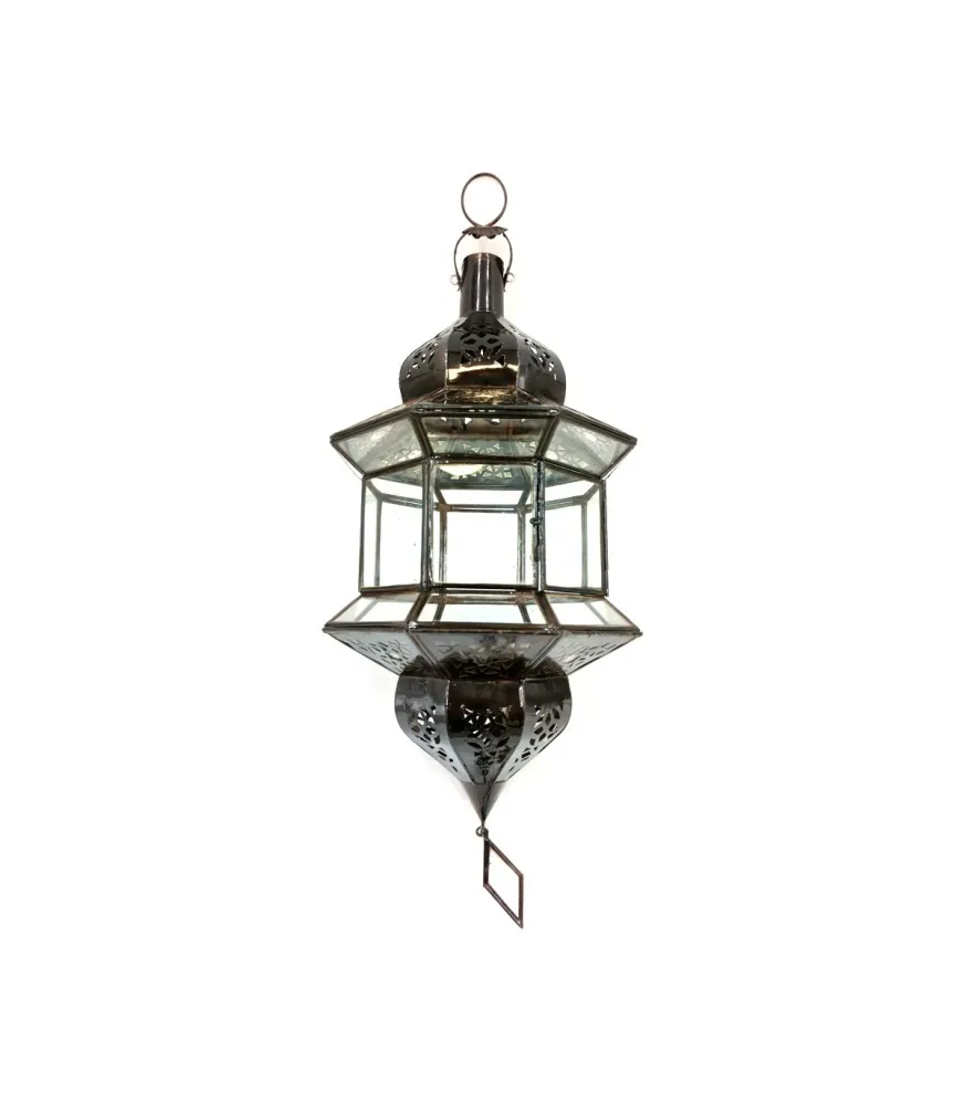 Lampe de style marocain andalou - Verre transparent - Artisanat de Fès - Modèle Fès el-Jdid