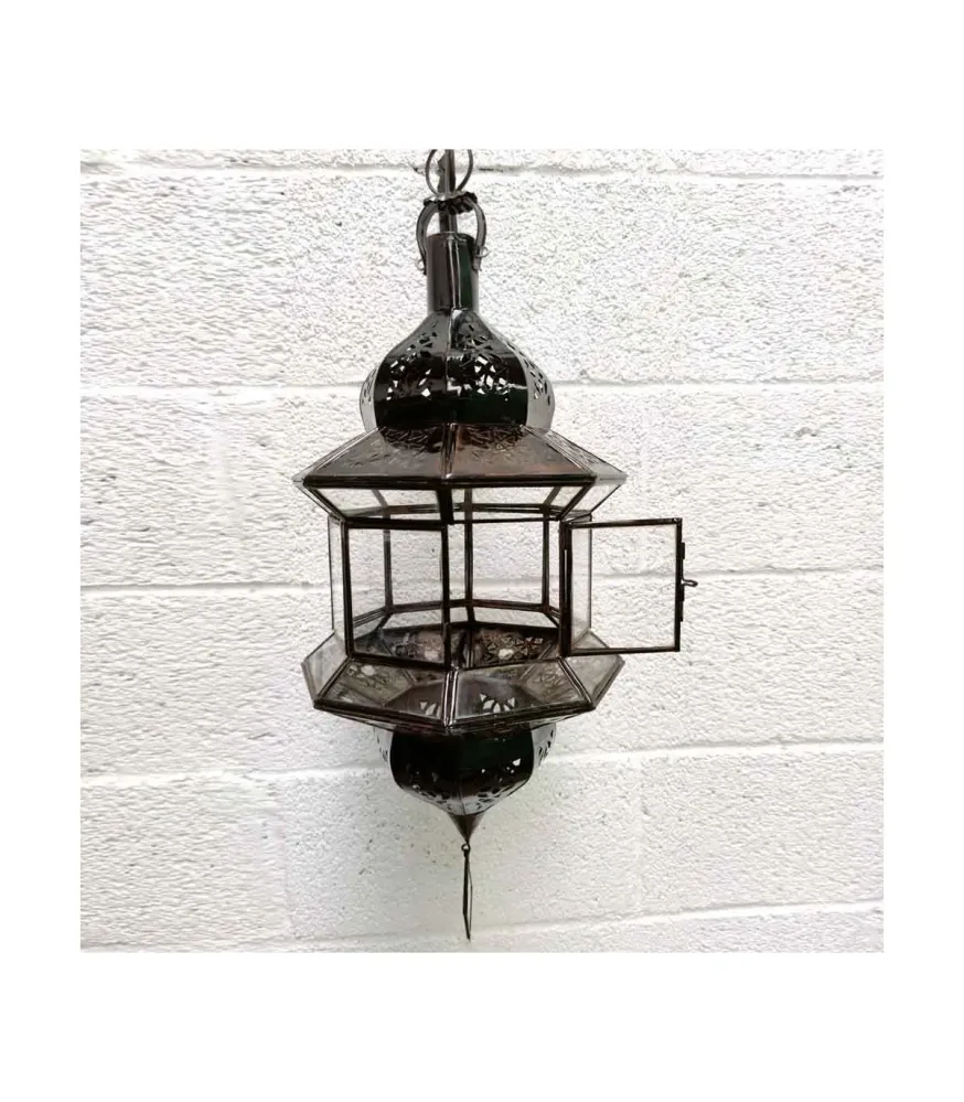 Lampe de style marocain andalou - Verre transparent - Artisanat de Fès - Modèle Fès el-Jdid