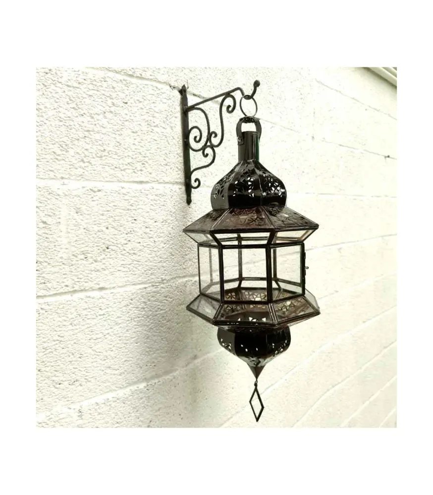 Lampe de style marocain andalou - Verre transparent - Artisanat de Fès - Modèle Fès el-Jdid