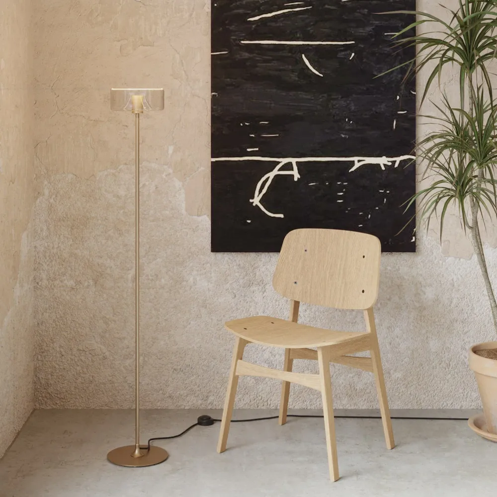 Lampe sur pied MAG-Y avec base ronde en métal et ampoule LED Ghost - Bronze brossé