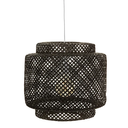 Lampe suspendue Atmosphera Bambou tressé - 40 x 38 cm - Noir