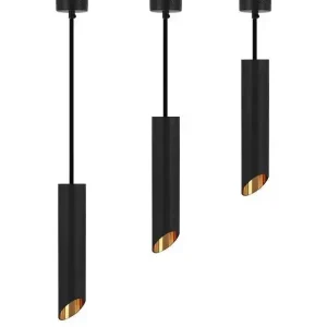 Lampe suspendue | 4 | Noir avec de l'or à la LED