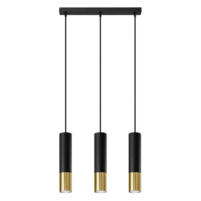 Lampe suspendue | 3 | Noir à l'extérieur doré LED