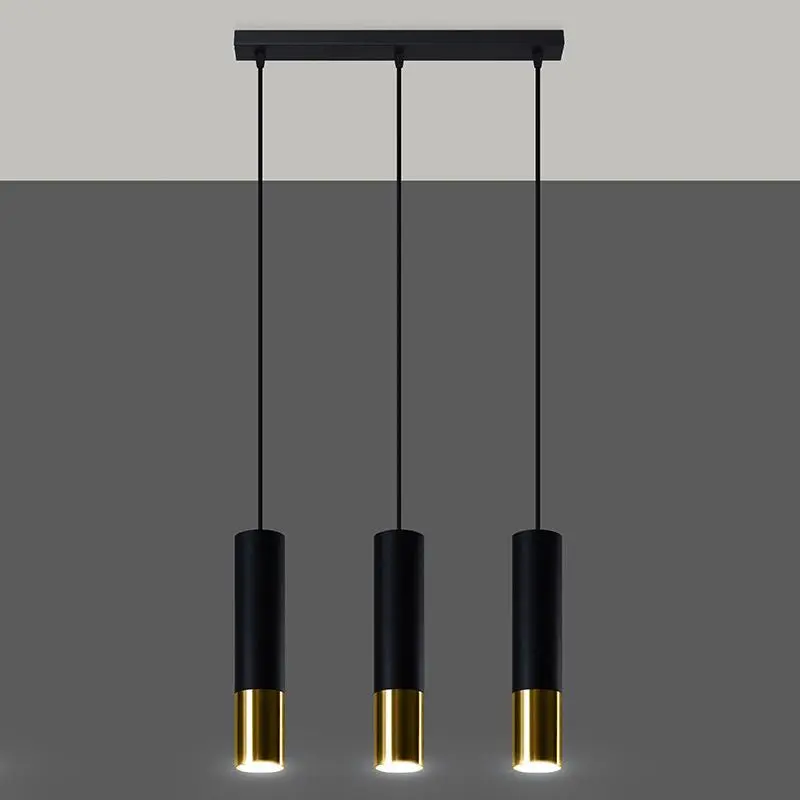 Lampe suspendue | 3 | Noir à l'extérieur doré LED