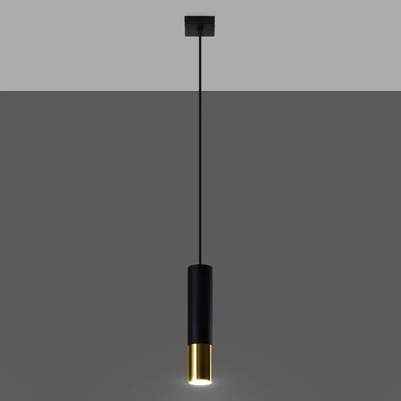 Lampe suspendue | 1 | Noir à l'extérieur doré LED