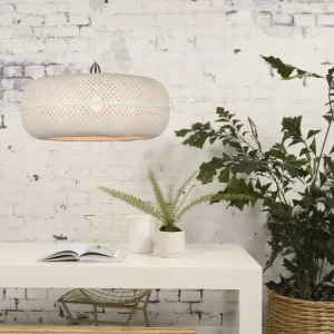 Lampe Suspendue "Palawan Bambou 1 Abat-jour, Blanc" de Good & Mojo