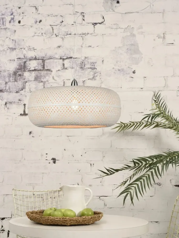 Lampe Suspendue "Palawan Bambou 1 Abat-jour, Blanc" de Good & Mojo