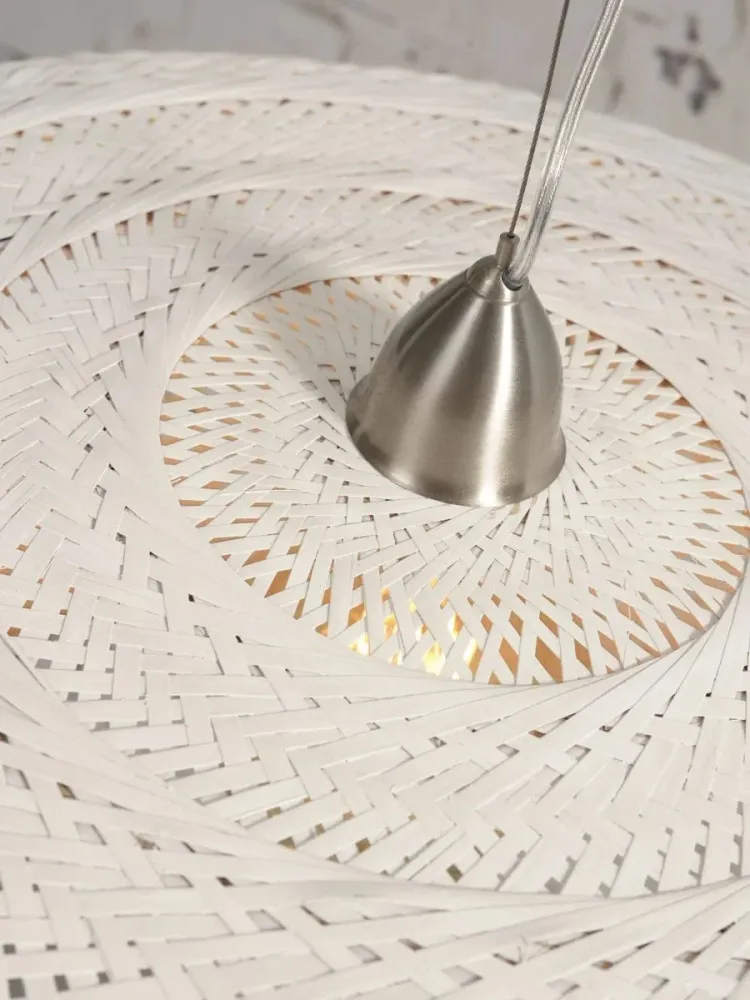 Lampe Suspendue "Palawan Bambou 1 Abat-jour, Blanc" de Good & Mojo