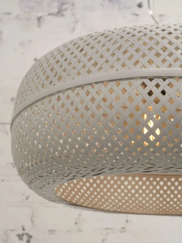 Lampe Suspendue "Palawan Bambou 1 Abat-jour, Blanc" de Good & Mojo
