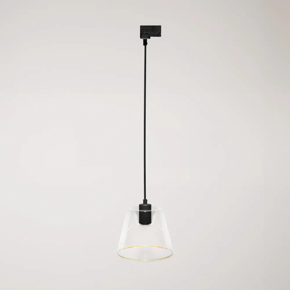 Lampe à suspension avec ampoule Ghost cône transparent pour rails - Noir