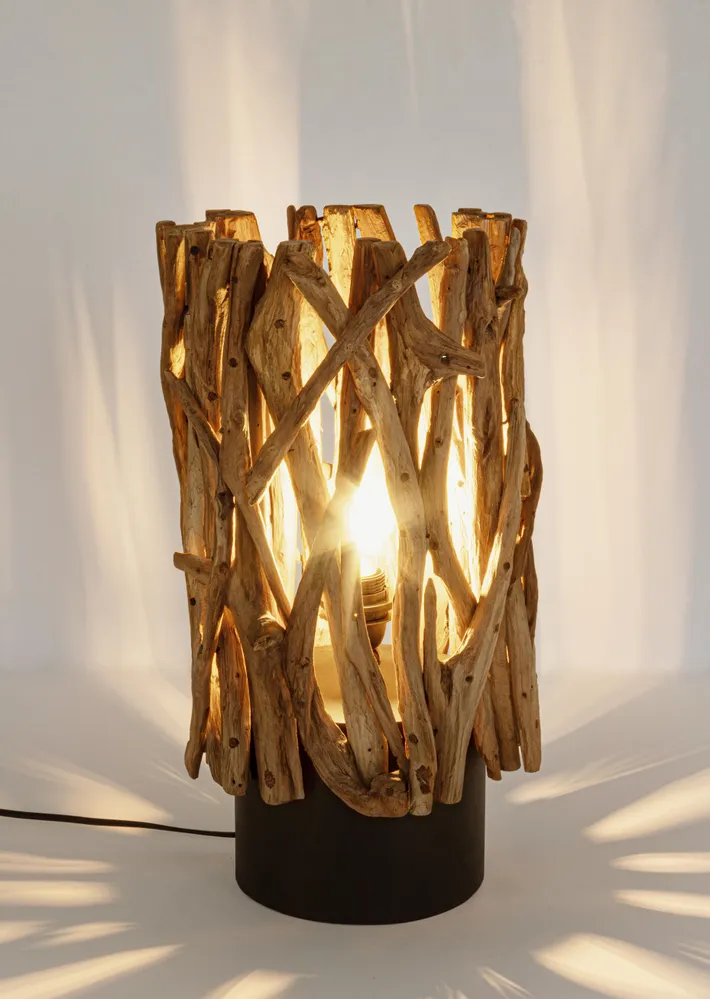 Lampe de table "Ace" en bois de teck recyclé h 50 cm
