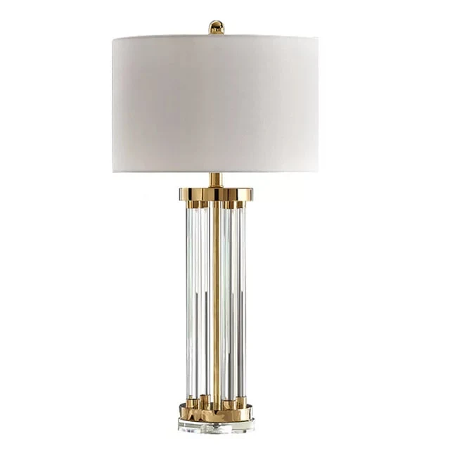 Lampe de table avec corps en verre blanc et doré et ampoule LED incluse