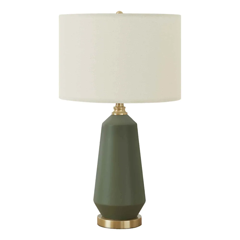 Lampe de table en céramique verte avec abat-jour ivoire, 26"