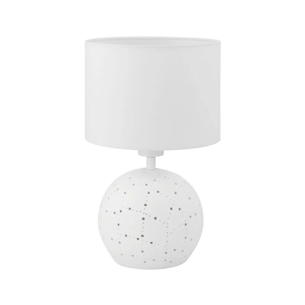 Lampe de table eglo montalbano blanche à abat-Jour blanc