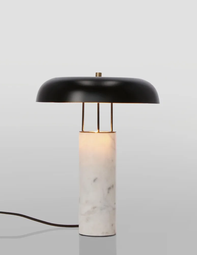 Lampe de table "Kaithal" en marbre blanc h 33 cm