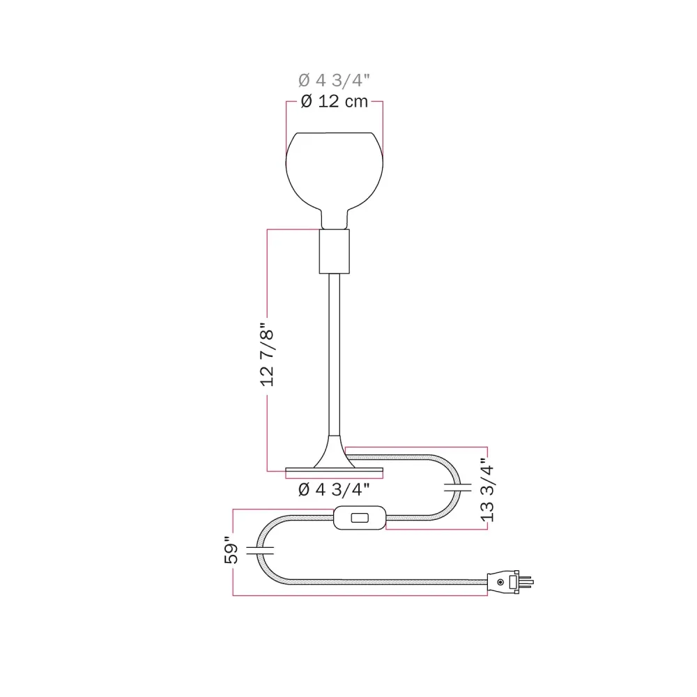 Lampe de table MAG-Y avec base ronde en métal et ampoule Ghost G05 transparente - Blanc mat