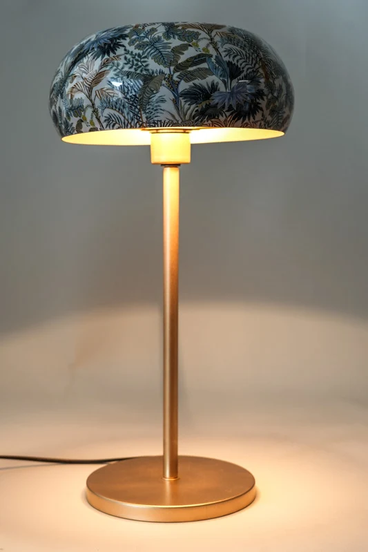 Lampe de table émaillée, motif êt feuillue, 26 x 48 cm