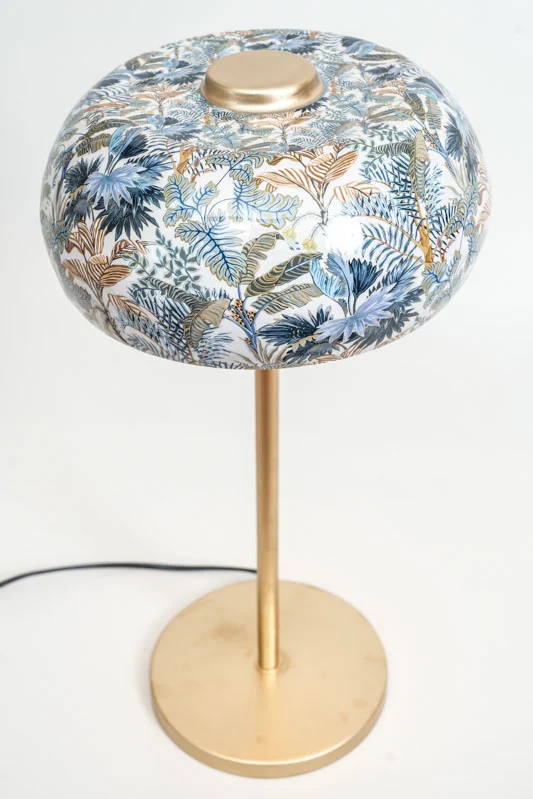 Lampe de table émaillée, motif êt feuillue, 26 x 48 cm