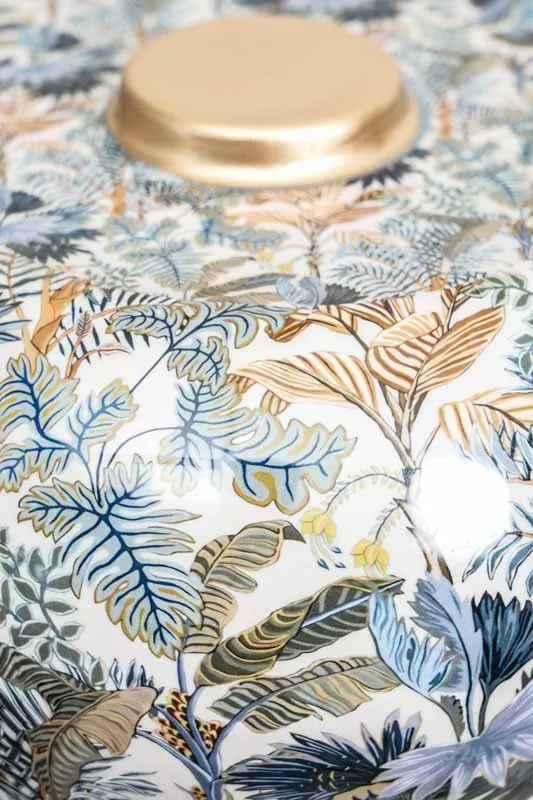 Lampe de table émaillée, motif êt feuillue, 26 x 48 cm