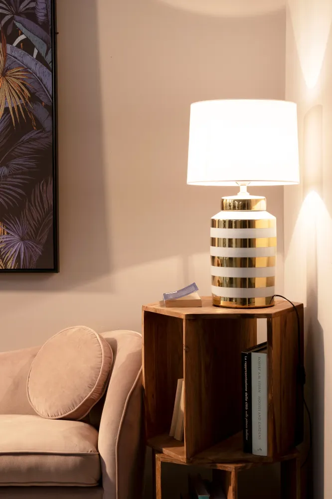 Lampe de table "Miel" en porcelaine et polyester h 63 cm