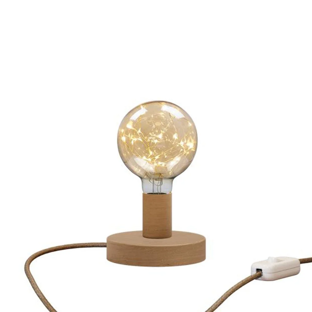 Lampe de table Posaluce Milleluci en bois et fiche UK - Neutre
