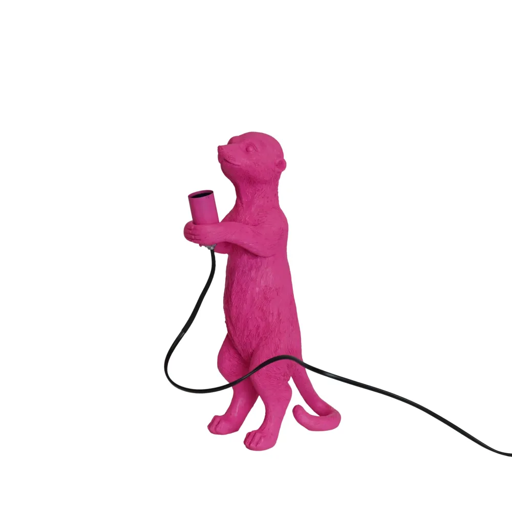 Lampe de table - Suricate - Résine - Rose - 15x10x38cm