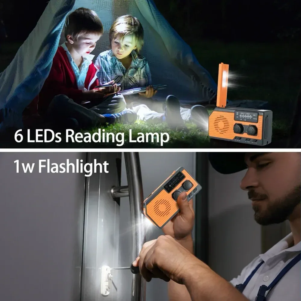 Lampe torche Radio multifonctionnelle à manivelle solaire portable