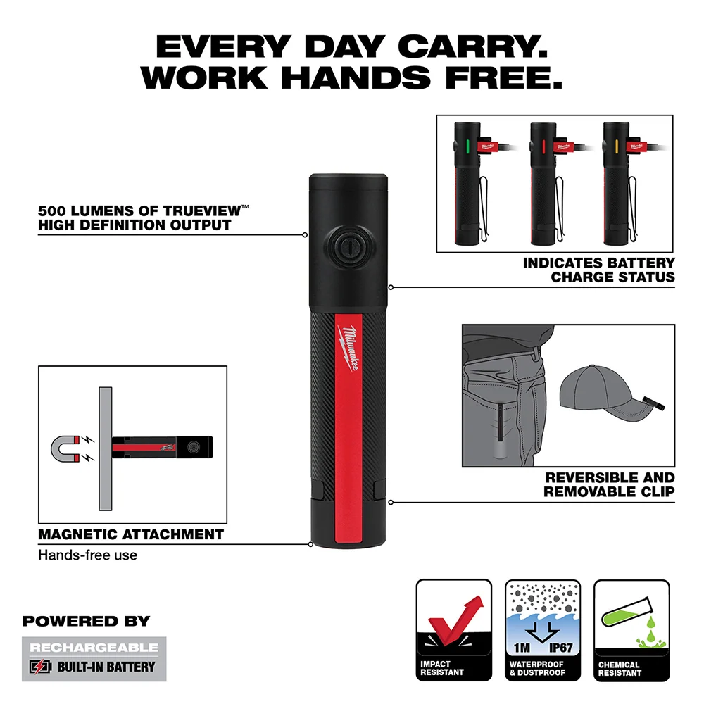 Lampe torche rechargeable Milwaukee EDC avec chargeur