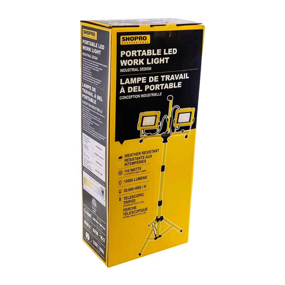 Lampe de travail portable à DEL à double tête, 110 W / 12 000 lm