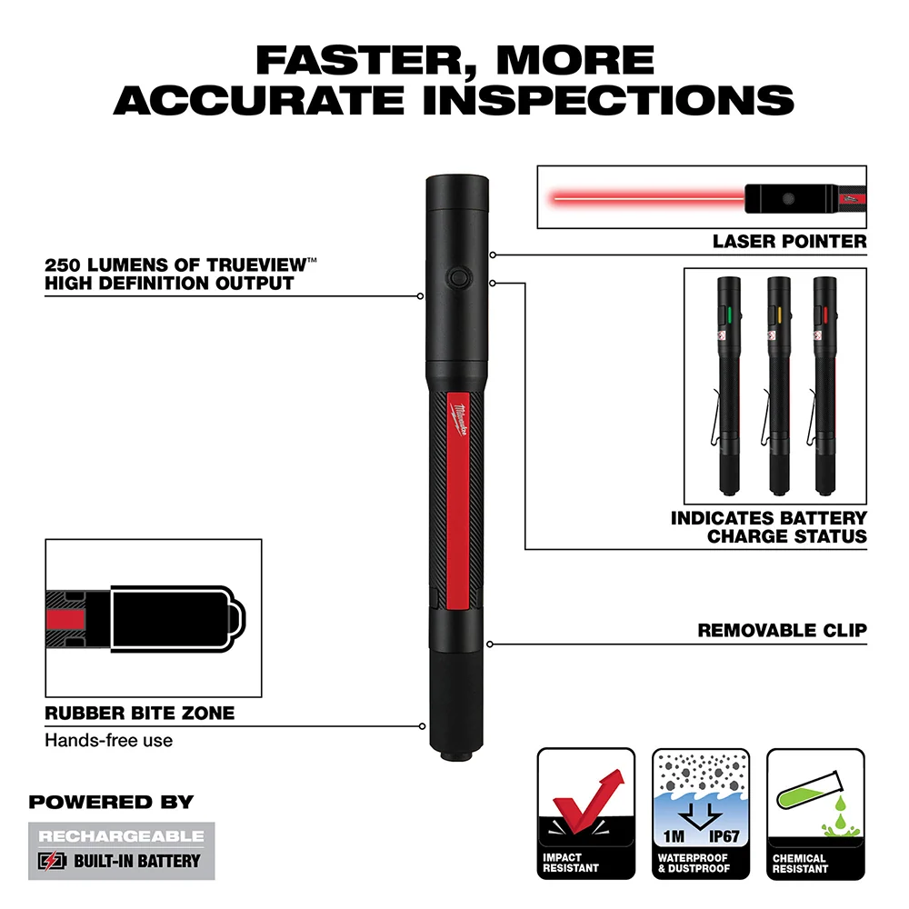 Lampe-stylo rechargeable Milwaukee avec laser