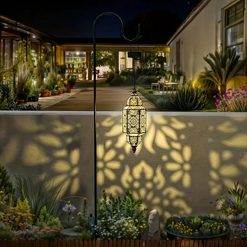 Lanterne arabe en bronze antique de style islamique avec LED solaire 34x11