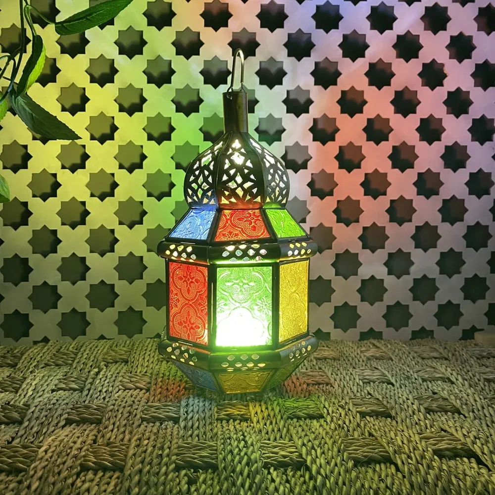 Lanterne arabe octogonale en laiton 27 cm | Lampes Arabes