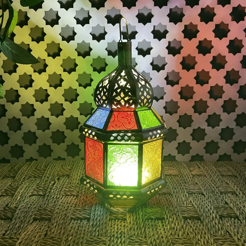 Lanterne arabe octogonale en laiton 27 cm | Lampes Arabes