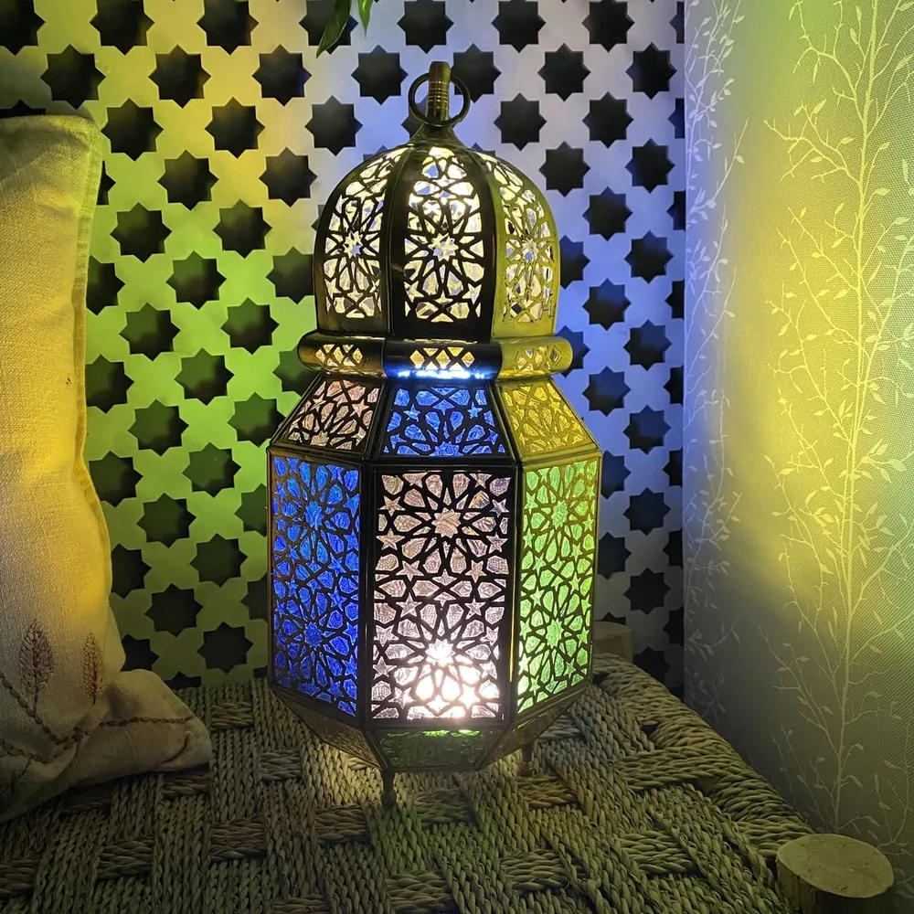 Lanterne arabe octogonale en laiton 38 cm | Lampes Arabes