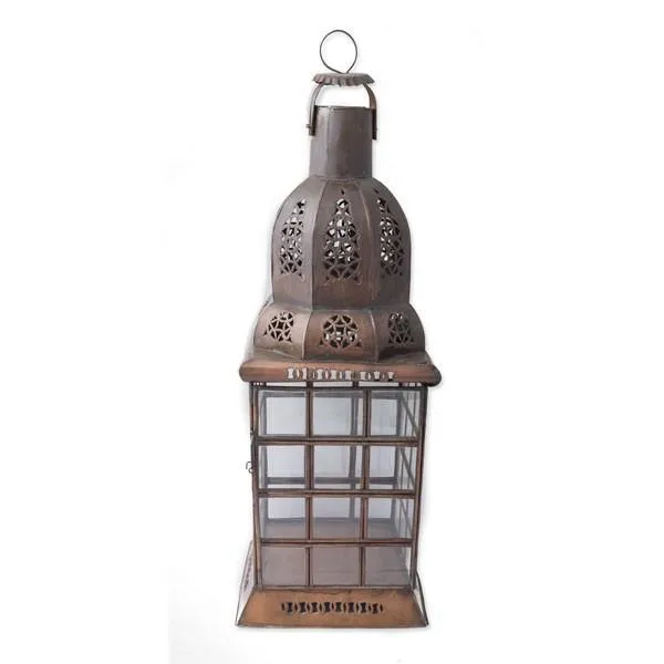 Lanterne marocaine en fer forgé et verre transparent