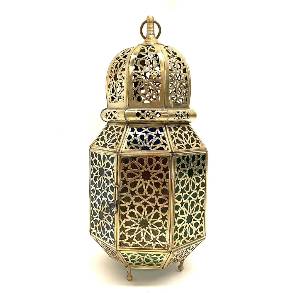 Lanterne octogonale arabe en laiton 38 cm | Lampes arabes