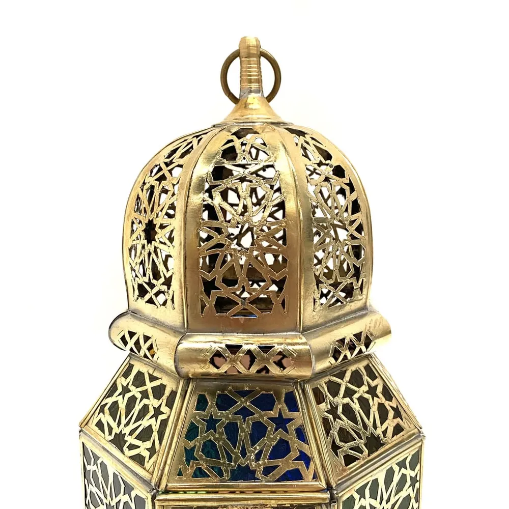 Lanterne octogonale arabe en laiton 38 cm | Lampes arabes