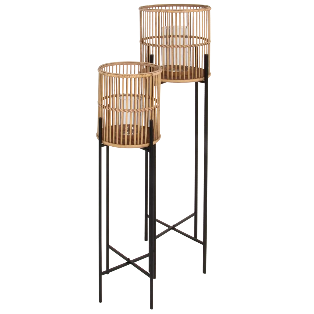Lanterne sur pied Anchi naturel, S/2