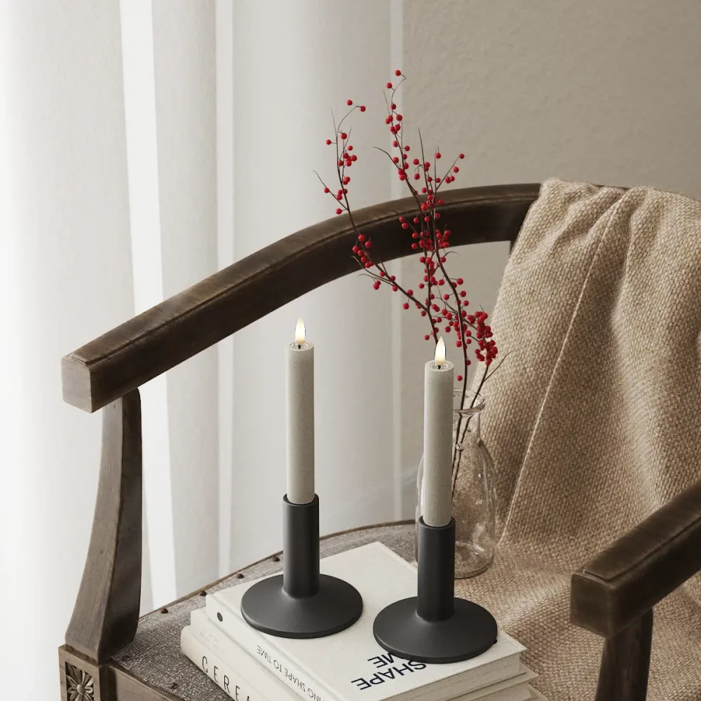 LED Bougie chandelier 2 pcs, Ø 2 x 15 cm Sable