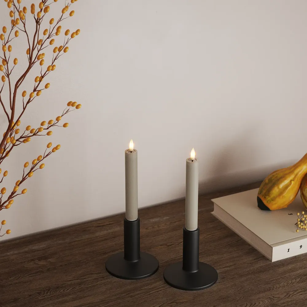 LED Bougie chandelier 2 pcs, Ø 2 x 15 cm Sable