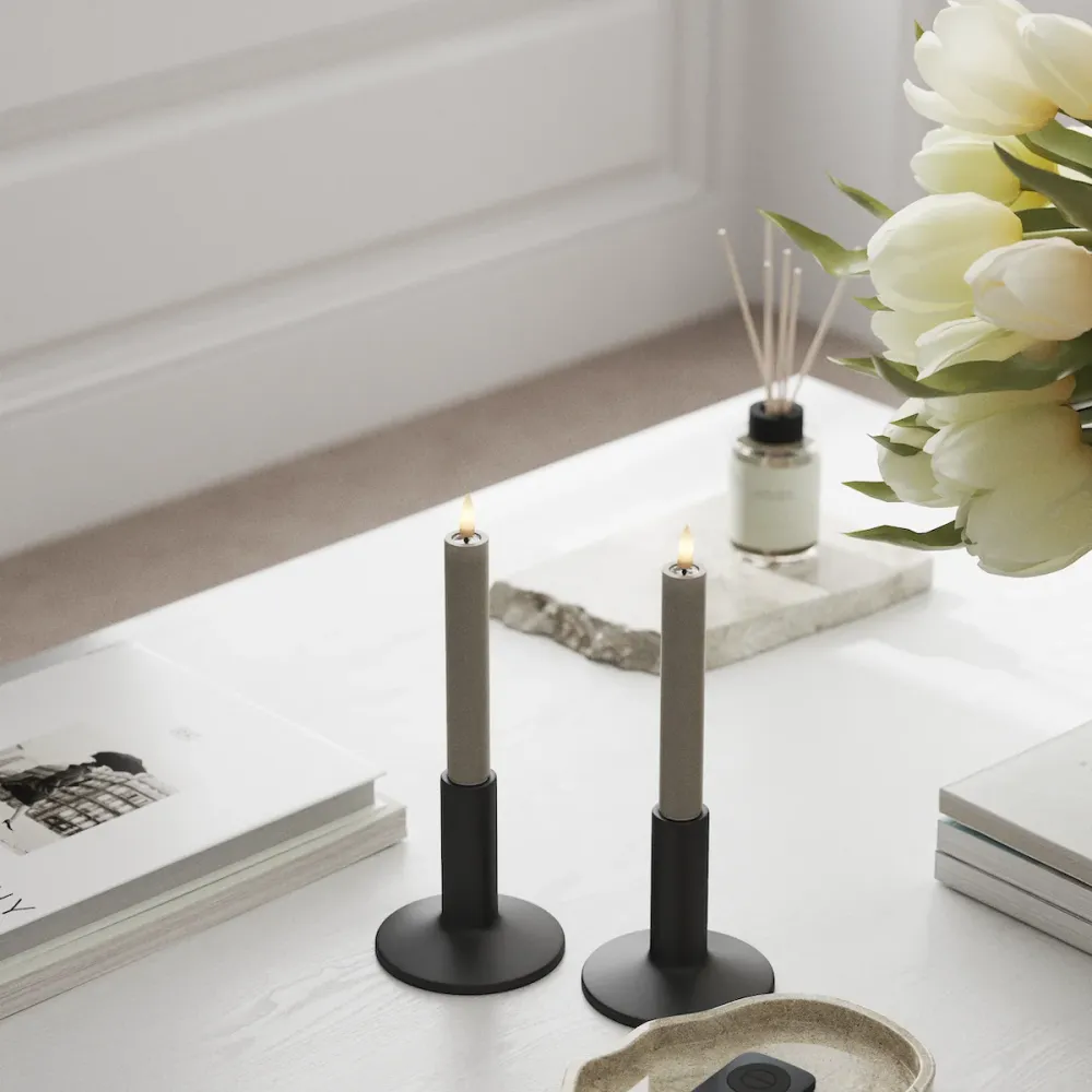 LED Bougie chandelier 2 pcs, Ø 2 x 15 cm Sable