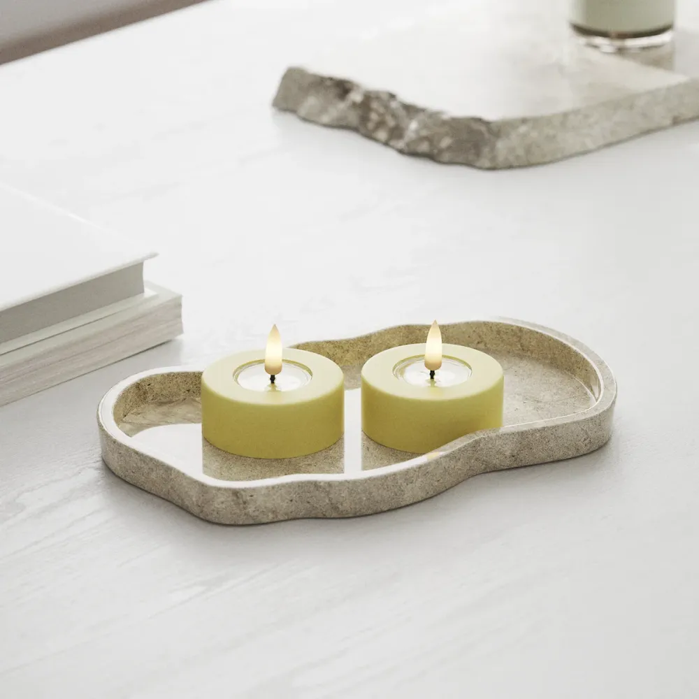 LED Géant Bougie chauffe-plat 2 pcs. (Grand) Jaune clair