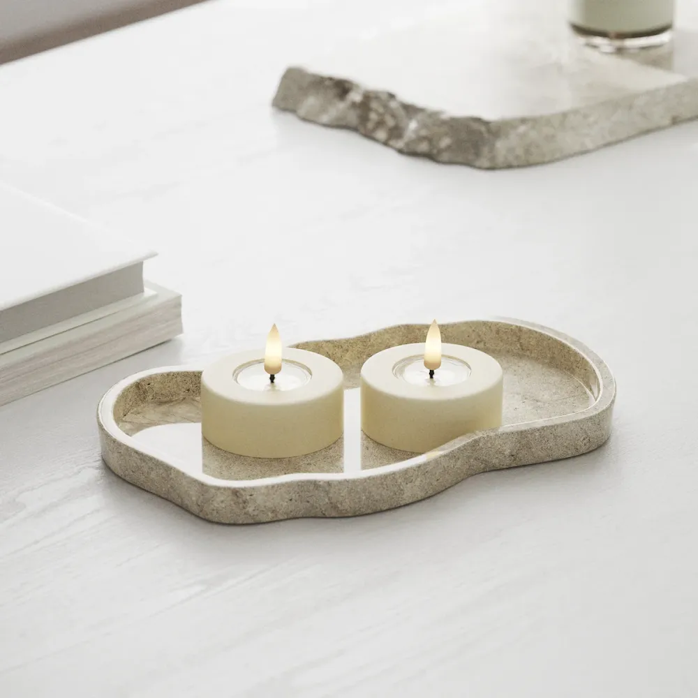 LED Géant Bougie chauffe-plat 2 pcs. (Grand) Crème