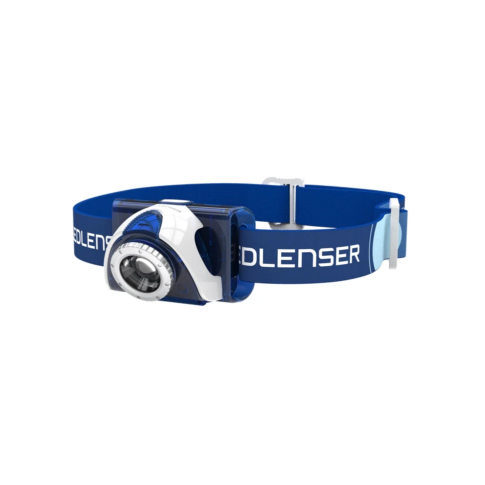 Ledlenser SEO7R Lampe Frontale LED Rechargeable Bleu, 220 lm IPX6 + 1x Batterie + 1x Pile + Câble USB. ( 6107-R )