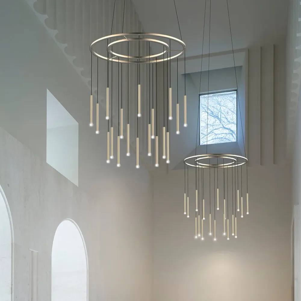 LedsC4 Candle Pendant Ceiling Lamp 15 Lights Chandelier LED Brass 00-6019-27-27
