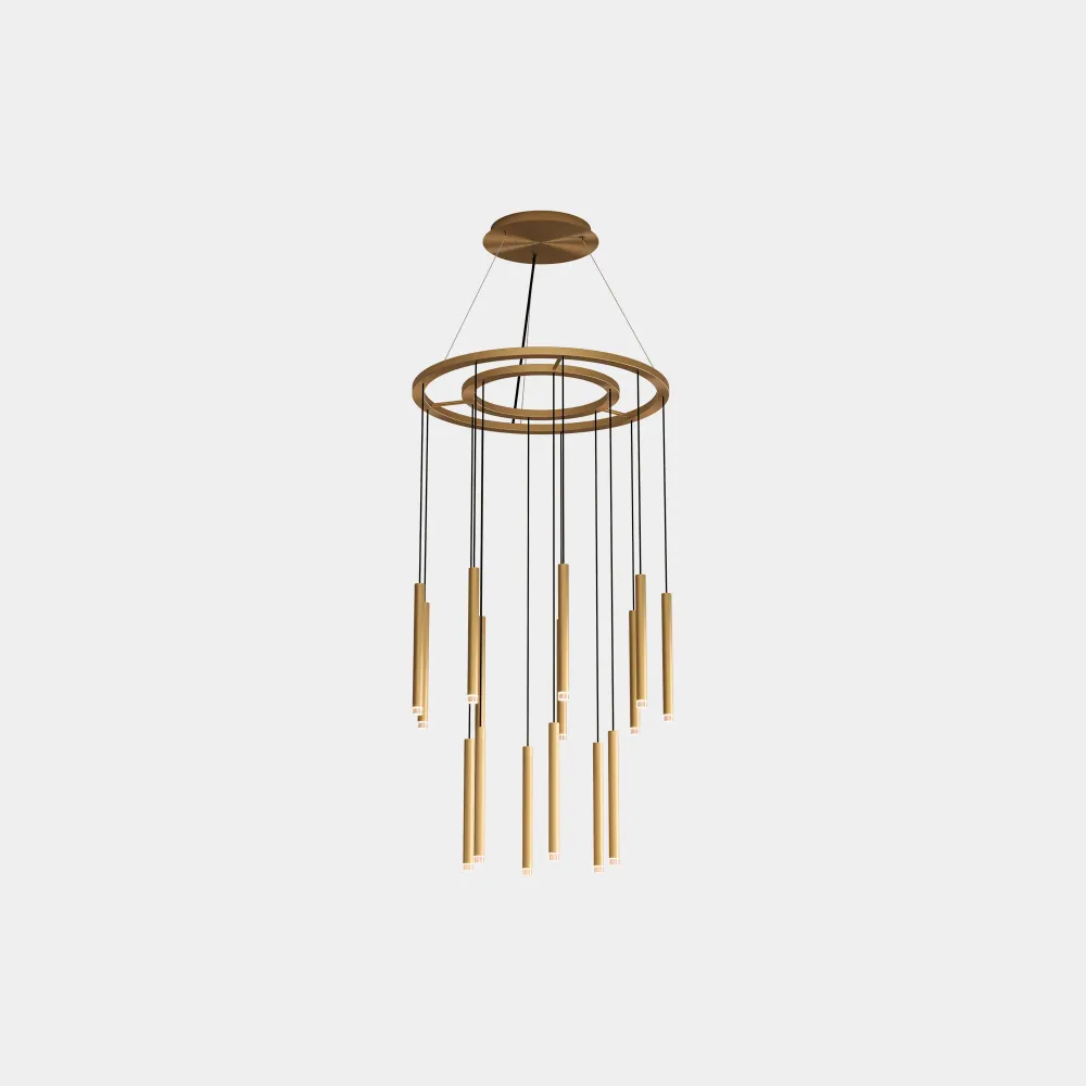 LedsC4 Candle Pendant Ceiling Lamp 15 Lights Chandelier LED Brass 00-6019-27-27